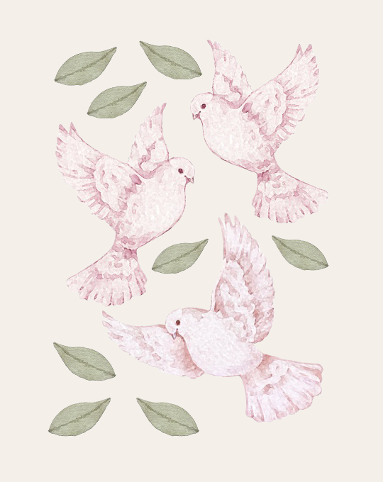 Fugle wallstickers i fin rosa farve til 100,-