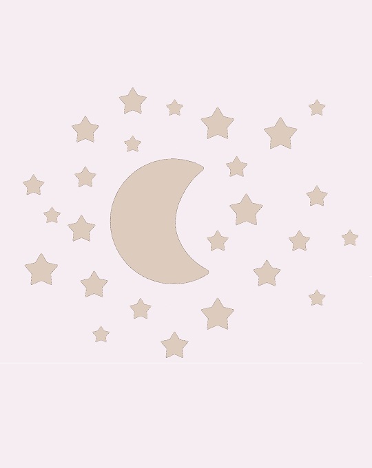 Wallstickers sæt med måne og stjerner i smuk mørk beige orange farve til 80,-