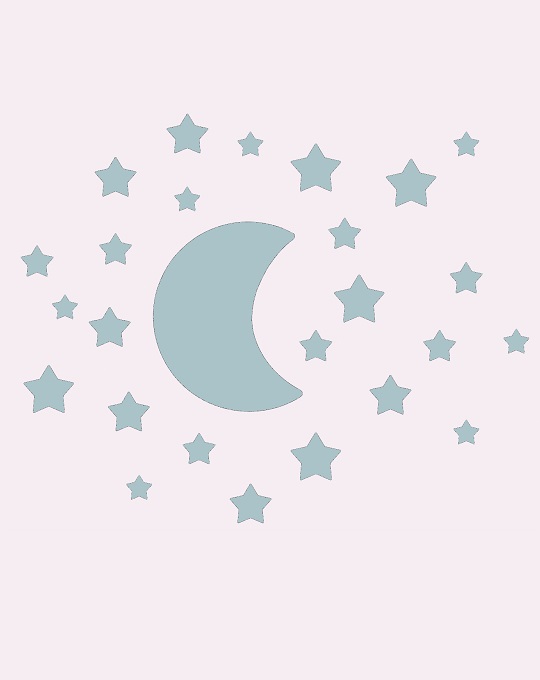 Wallstickers sæt med måne og stjerner i lyseblå til 80,-